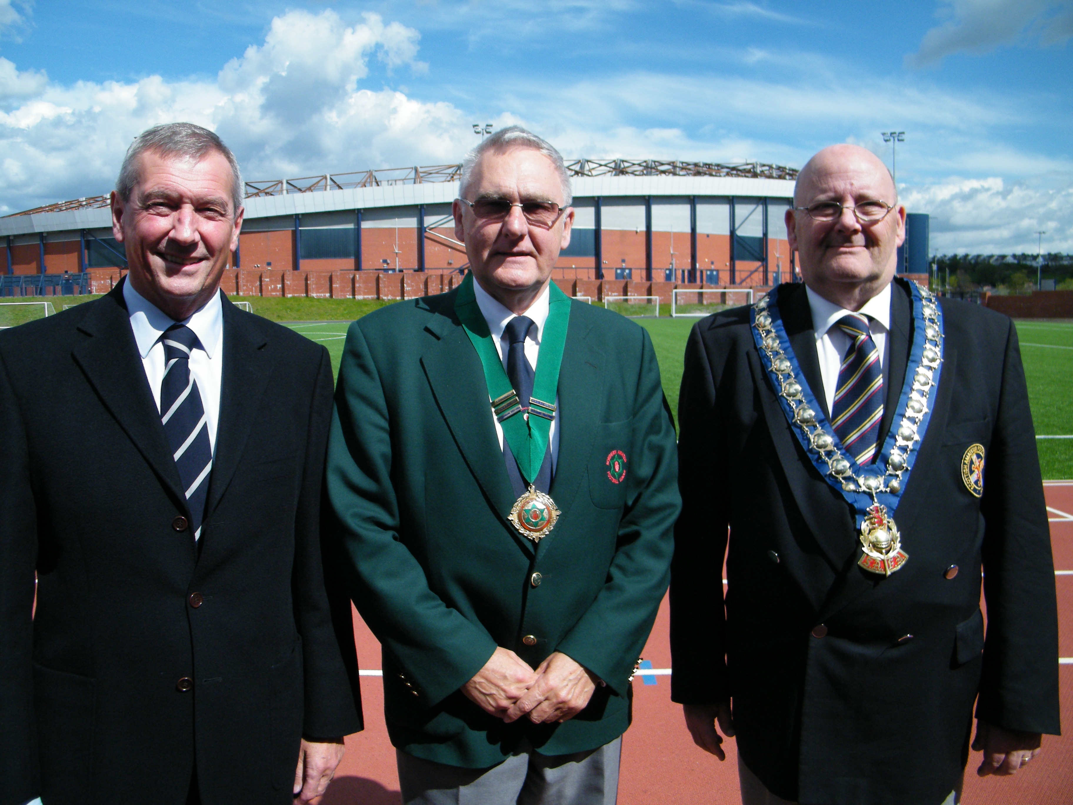 Scottish FA President Campbell Ogilvie,  Terry Pateman & SAFA President Rex Callagher